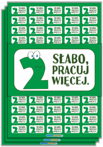 Małe Naklejki Oceny "Dwójka" (prostokątne, 195szt.)