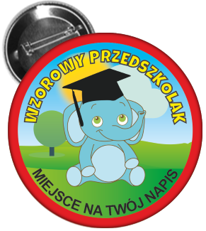 Przypinka: Wzorowy Przedszkolak (Słonik) +nadruk   