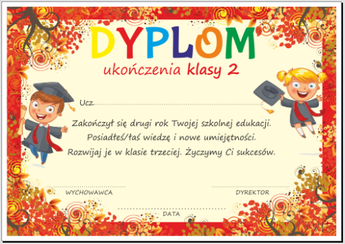 Dyplom ukończenia klasy drugiej