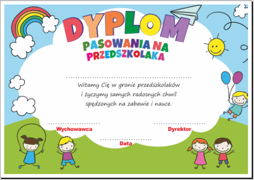 dyplom pasowania na przedszkolaka