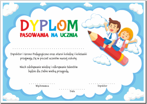 Dyplom pasowania na ucznia - wzór 28