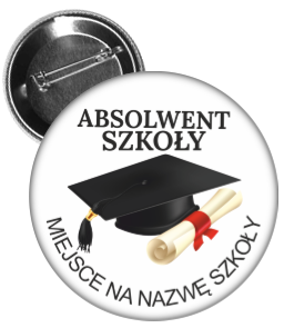 Przypinka: Absolwent Szkoły (Biret) + nazwa szkoły