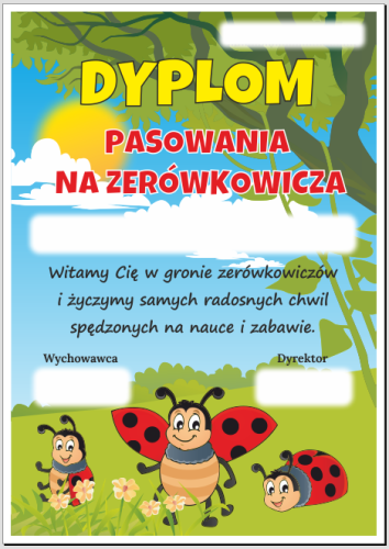 Dyplom pasowania na zerówkowicza - wzór 2