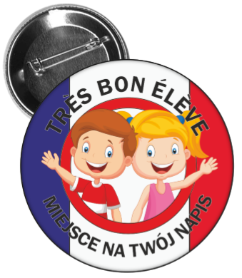 Przypinka w języku francuskim.