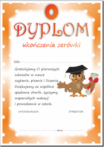 Dyplom ukończenia klasy 0
