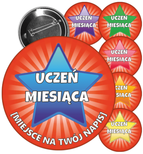 Przypinki dla dzieci "Uczeń miesiąca".