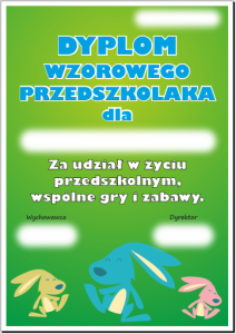 Dyplom: Wzorowego Przedszkolaka (Zajączek/Królik)
