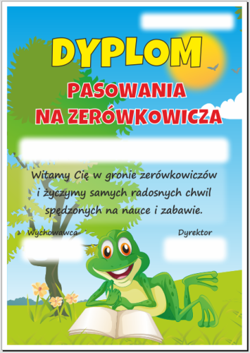 Dyplom pasowania na zerówkowicza - wzór 5