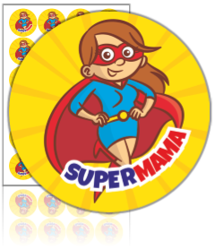 Naklejki "Supermama" wzór 2 (40mm, 24 szt.)