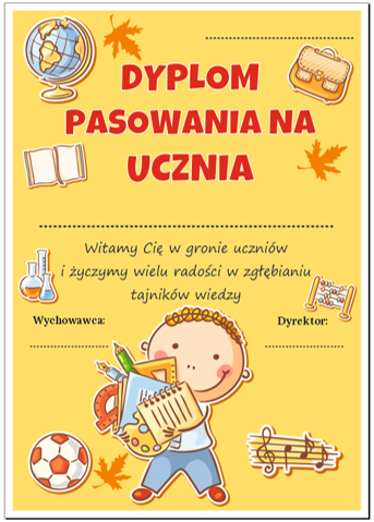 Dyplom pasowania na ucznia 