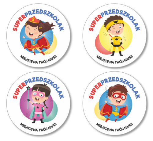 Superprzedszkolak naklejki 40mm napis