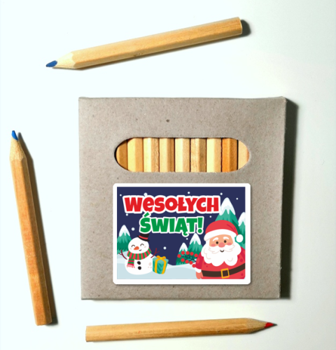 Kredki świąteczne wesołych świąt mikołaj i bałwan.png