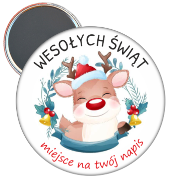 Magnes: Świąteczny (Renifer wzór 2) + napis