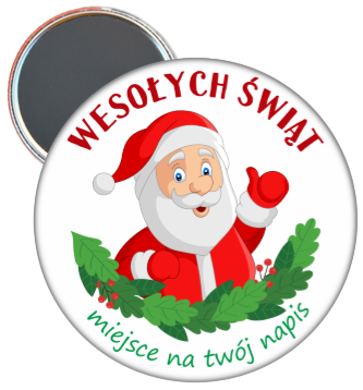 Magnes: Świąteczny (Mikołaj wzór 6) + napis 