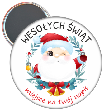 Magnes: Świąteczny (Mikołaj wzór 7) + napis 