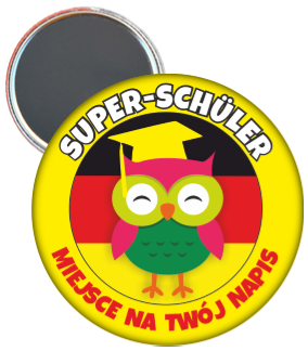 Magnes w języku niemieckim z sową 