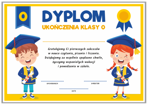Dyplom: Ukończenia klasy 0 (wzór 10)