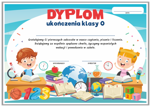 Dyplom: Ukończenia klasy 0 (wzór 12)