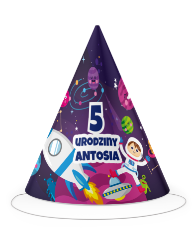 czapeczki urodzinowe KOSMOS personalizowane