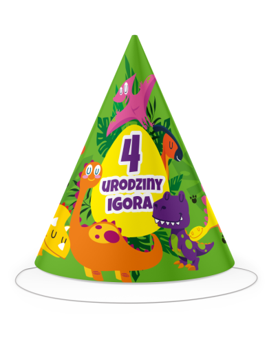 czapeczki urodzinowe z dinozaurami