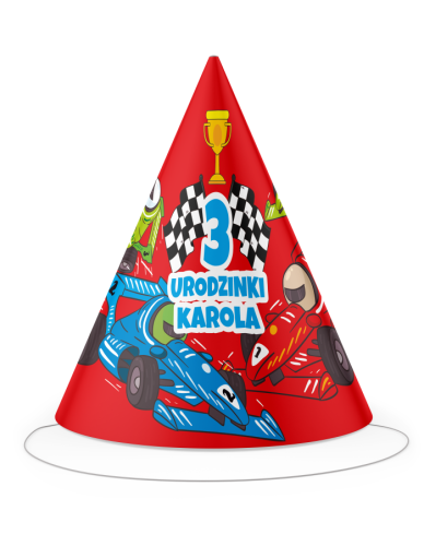 czapeczki urodzinowe auta wyścigówki