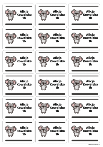 naklejki imienne na zeszyty książki koala