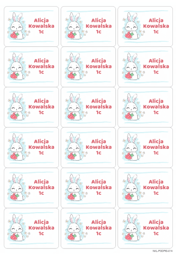 naklejki imienne na zeszyty książki króliczek