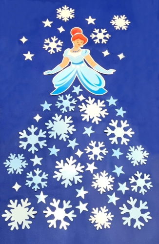 dekoracja zimowa pani zima na okna