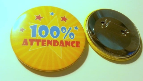 button 100% attendance