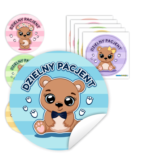 Naklejki Dzielny Pacjent w woreczkach - MISIE