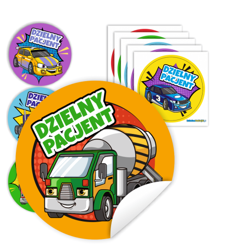 Naklejki Dzielny Pacjent w woreczkach - SAMOCHODY
