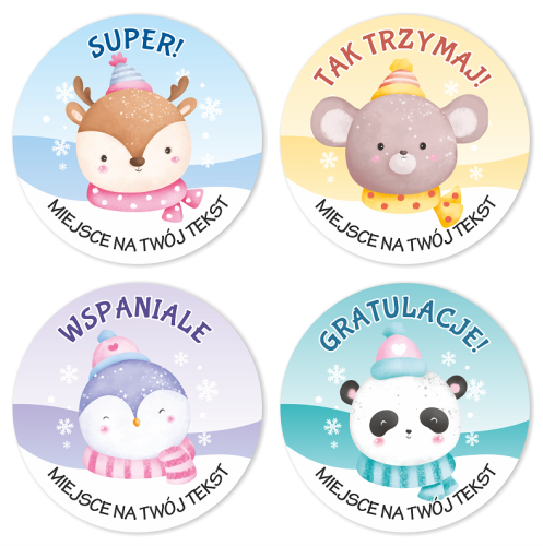 Naklejki  Motywacyjne Zimowe Zwierzaczki