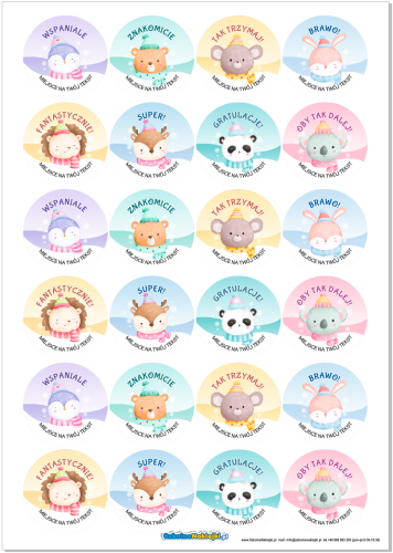 Naklejki  Motywacyjne Zimowe Zwierzaczki