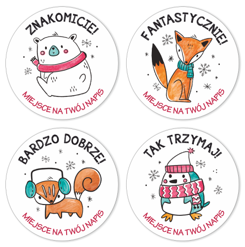 Naklejki  Motywacyjne Zimowe Zwierzaczki
