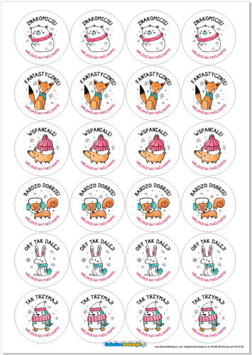 Naklejki  Motywacyjne Zimowe Zwierzaczki