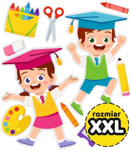 Dekoracja - Duże Dzieci w Kolorowych Biretach (rozmiar XXL)