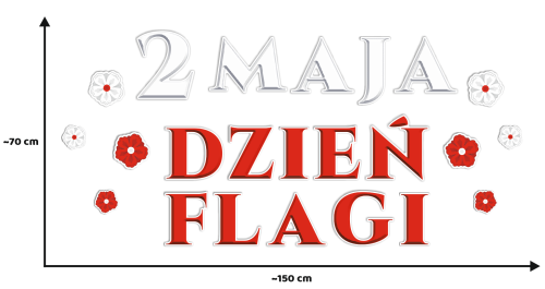 Dekoracja napis: 2 MAJA DZIEŃ FLAGI (duże wycięte litery)