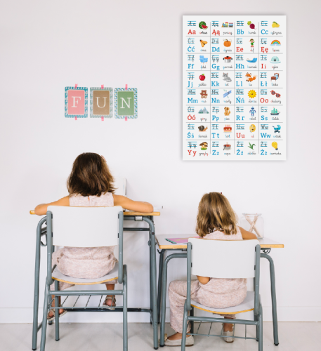 Duży plakat edukacyjny - ALFABET( rozmiar B2 50x70cm)