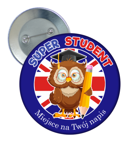 Przypinka: Język angielski (Sowa 3 "SUPER STUDENT")
