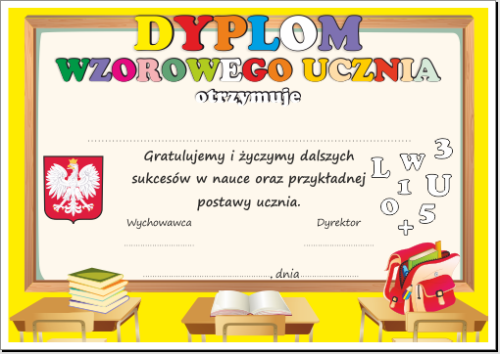 Dyplom wzorowego ucznia