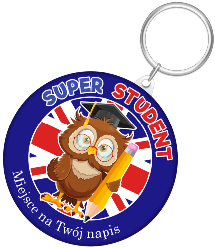 Breloczek "SUPER STUDENT" j. angielski (rozmiar 58mm) + napis