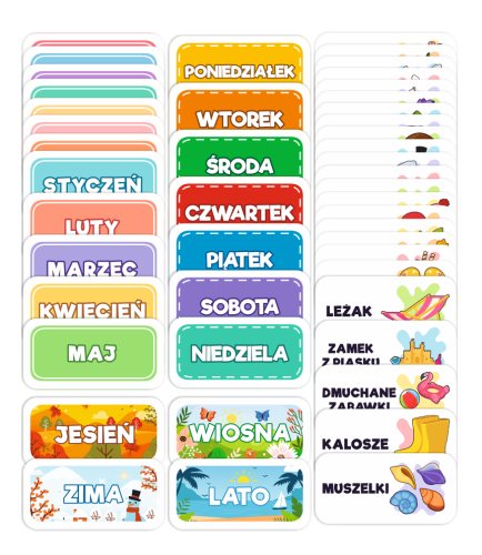 Karty Edukacyjne - Pory roku, miesiące i dni (zestaw 47 kart )
