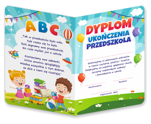 Dyplom Składany: Ukończenia Przedszkola - Dzieci (format A5)