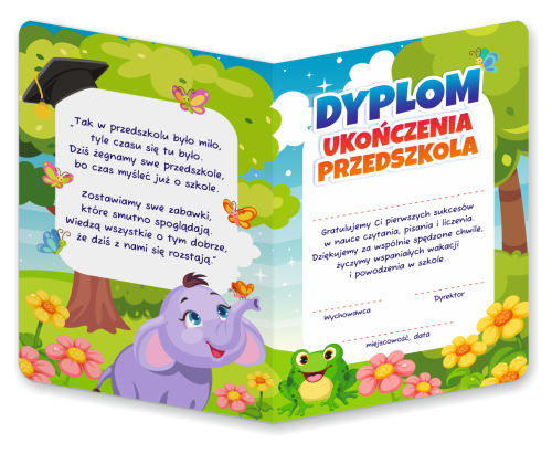 Dyplom: Ukończenia Przedszkola - wzór 2 (składany, format A5)
