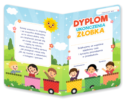 Dyplom: Ukończenia Żłobka - wzór 1 (składany, format A5)