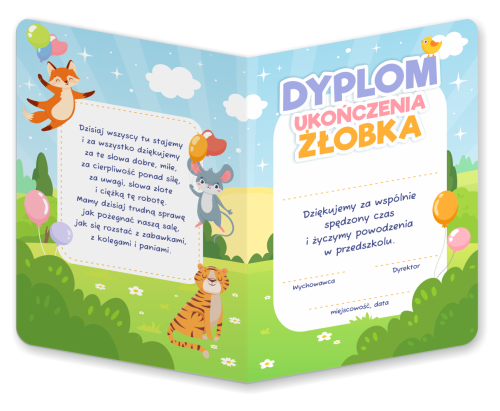 Dyplom: Ukończenia Żłobka - wzór 2 (składany, format A5)