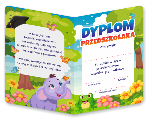 Dyplom: Przedszkolaka - wzór 2 (składany, format A5)