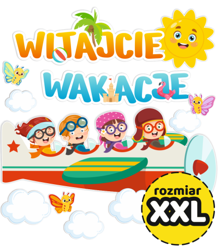 Dekoracja - Zakończenie Roku Szkolnego - Witajcie Wakacje - wzór 2 (rozmiar XXL)