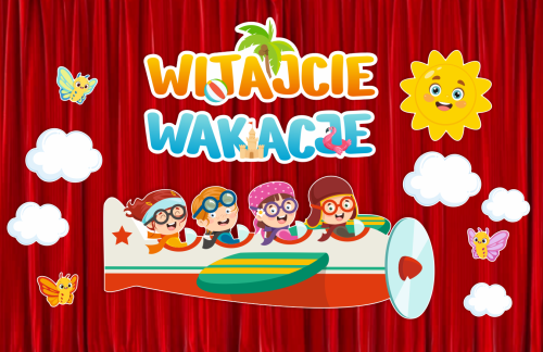 Dekoracja - Zakończenie Roku Szkolnego - Witajcie Wakacje - wzór 2 (rozmiar XXL)