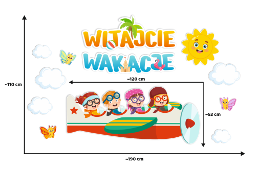 Dekoracja - Zakończenie Roku Szkolnego - Witajcie Wakacje - wzór 2 (rozmiar XXL)